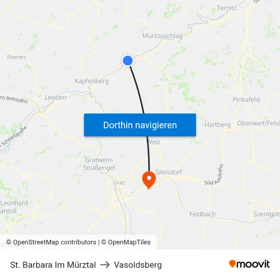 St. Barbara Im Mürztal to Vasoldsberg map