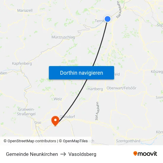 Gemeinde Neunkirchen to Vasoldsberg map