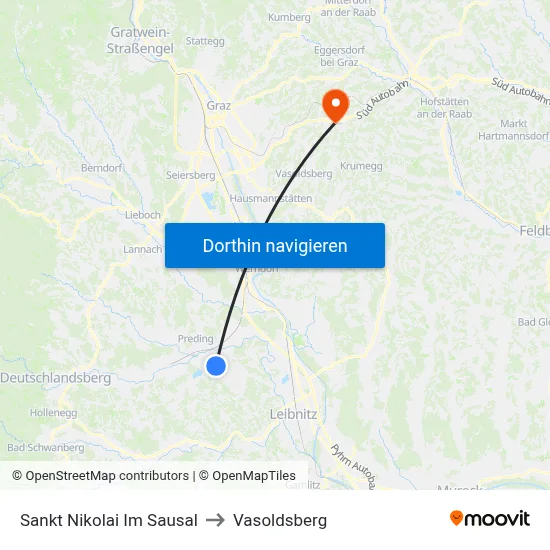 Sankt Nikolai Im Sausal to Vasoldsberg map