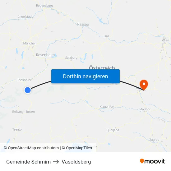 Gemeinde Schmirn to Vasoldsberg map
