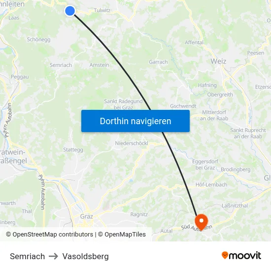 Semriach to Vasoldsberg map