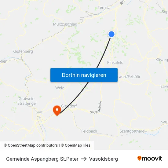Gemeinde Aspangberg-St.Peter to Vasoldsberg map