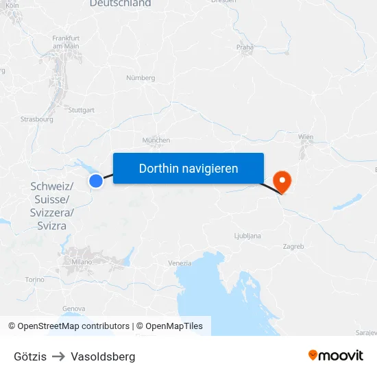 Götzis to Vasoldsberg map