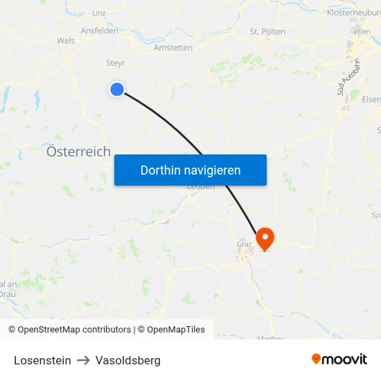 Losenstein to Vasoldsberg map