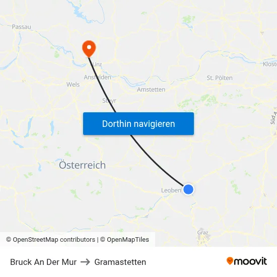 Bruck An Der Mur to Gramastetten map