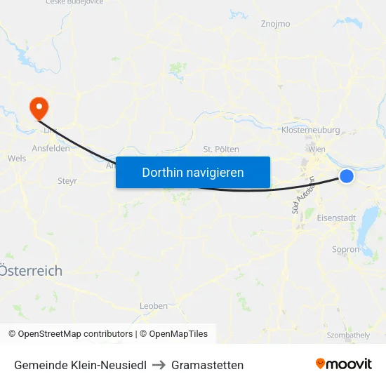 Gemeinde Klein-Neusiedl to Gramastetten map