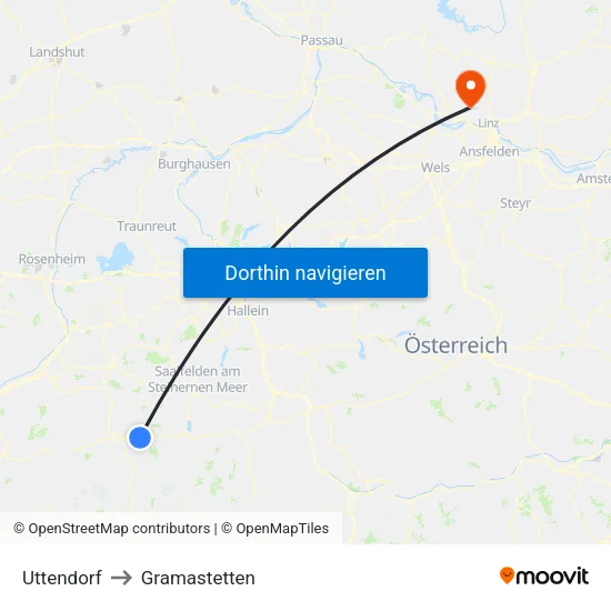 Uttendorf to Gramastetten map