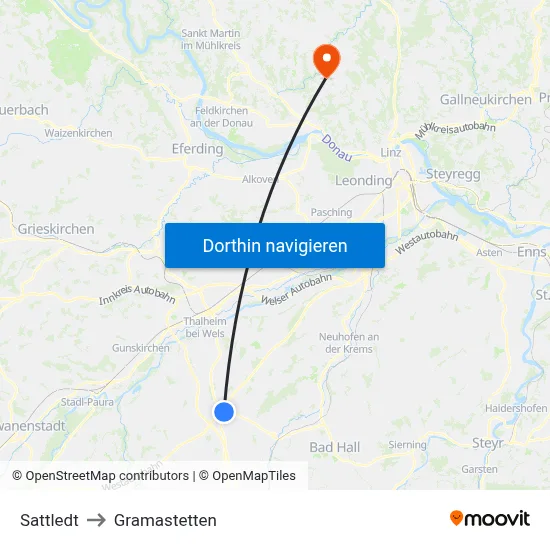 Sattledt to Gramastetten map