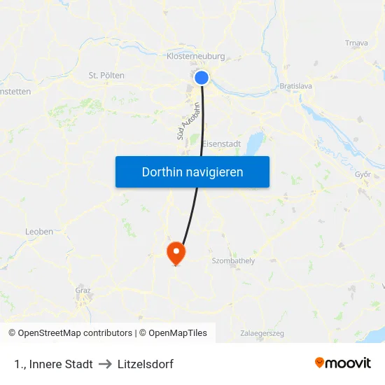 1., Innere Stadt to Litzelsdorf map
