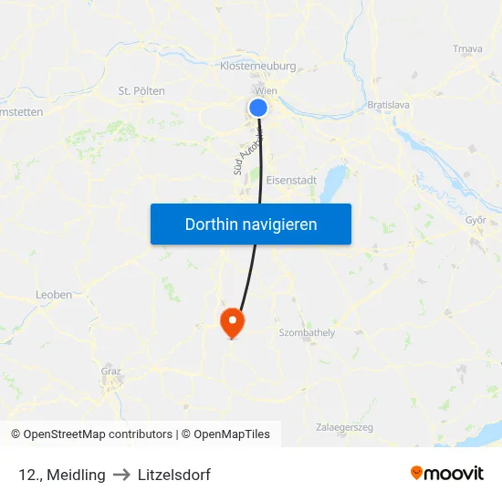 12., Meidling to Litzelsdorf map