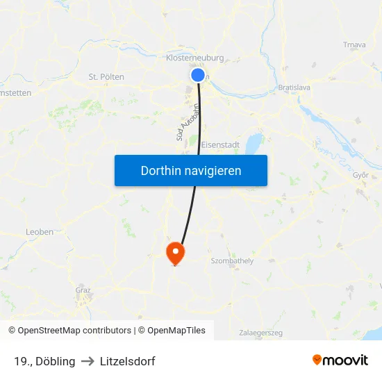 19., Döbling to Litzelsdorf map