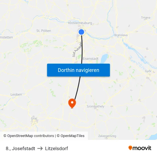8., Josefstadt to Litzelsdorf map