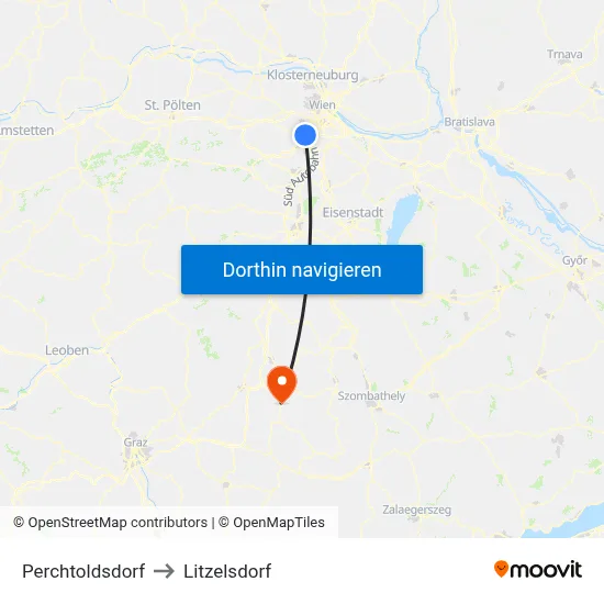 Perchtoldsdorf to Litzelsdorf map