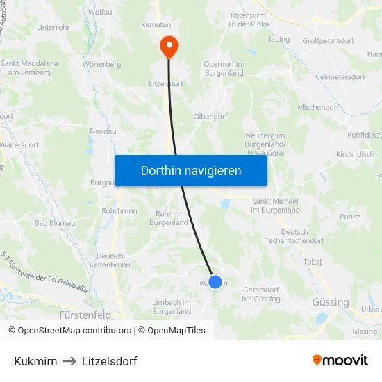 Kukmirn to Litzelsdorf map