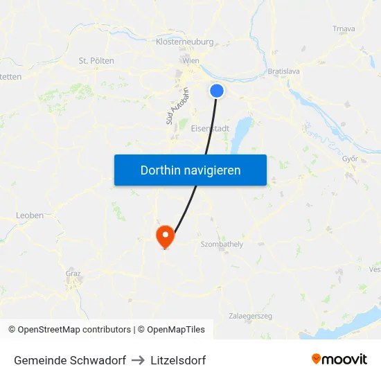 Gemeinde Schwadorf to Litzelsdorf map