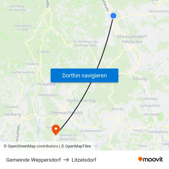 Gemeinde Weppersdorf to Litzelsdorf map