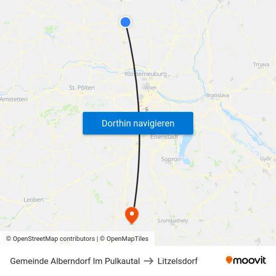 Gemeinde Alberndorf Im Pulkautal to Litzelsdorf map