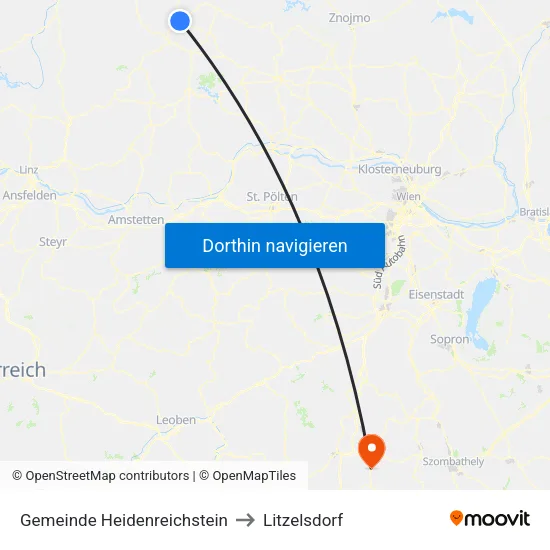 Gemeinde Heidenreichstein to Litzelsdorf map