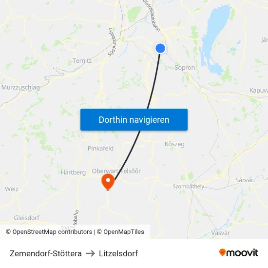 Zemendorf-Stöttera to Litzelsdorf map