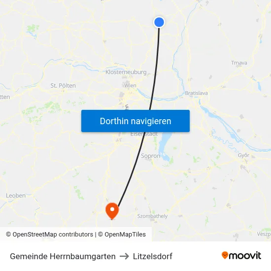 Gemeinde Herrnbaumgarten to Litzelsdorf map