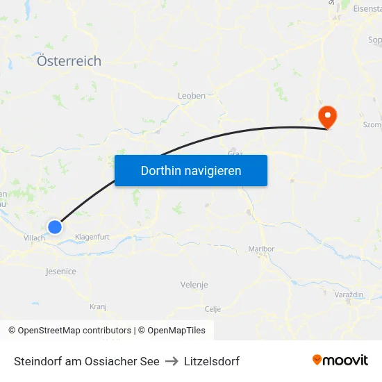 Steindorf am Ossiacher See to Litzelsdorf map