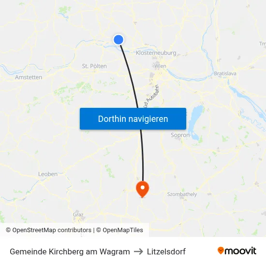 Gemeinde Kirchberg am Wagram to Litzelsdorf map