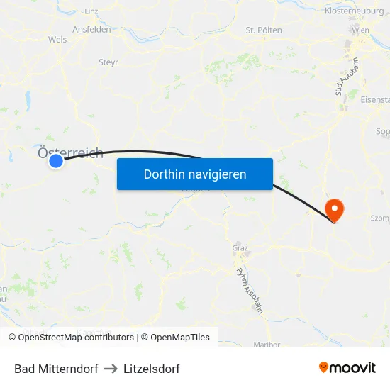 Bad Mitterndorf to Litzelsdorf map