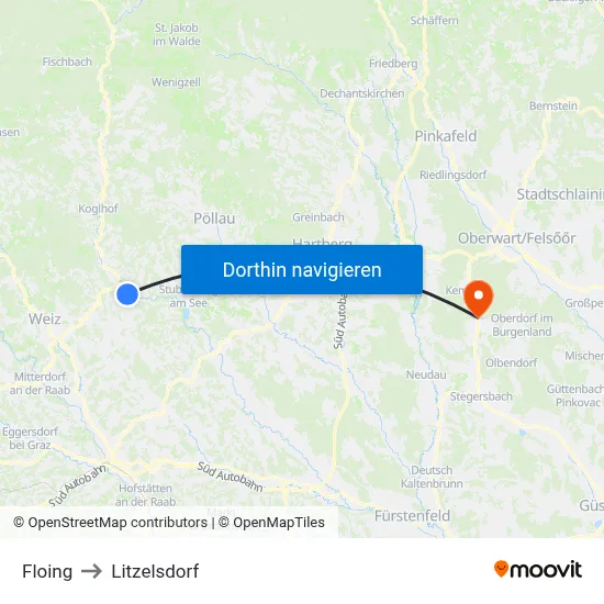 Floing to Litzelsdorf map