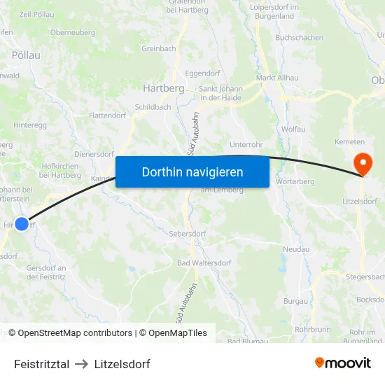 Feistritztal to Litzelsdorf map