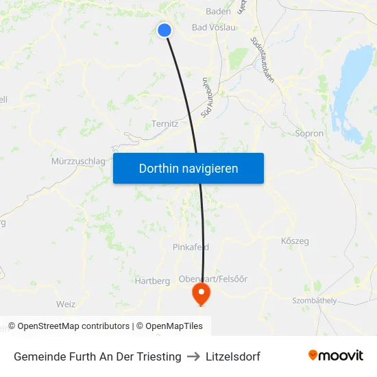 Gemeinde Furth An Der Triesting to Litzelsdorf map