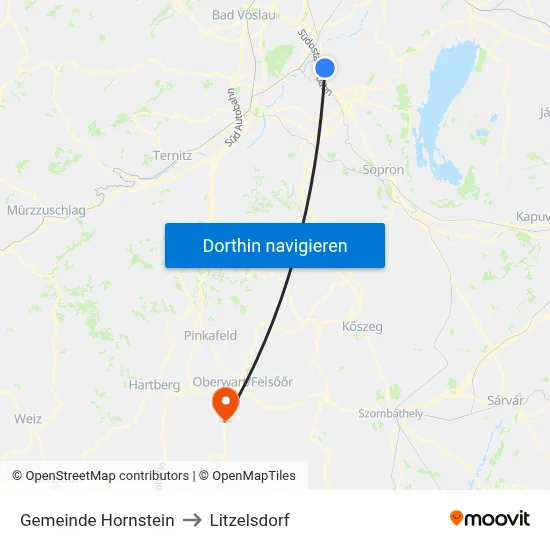 Gemeinde Hornstein to Litzelsdorf map