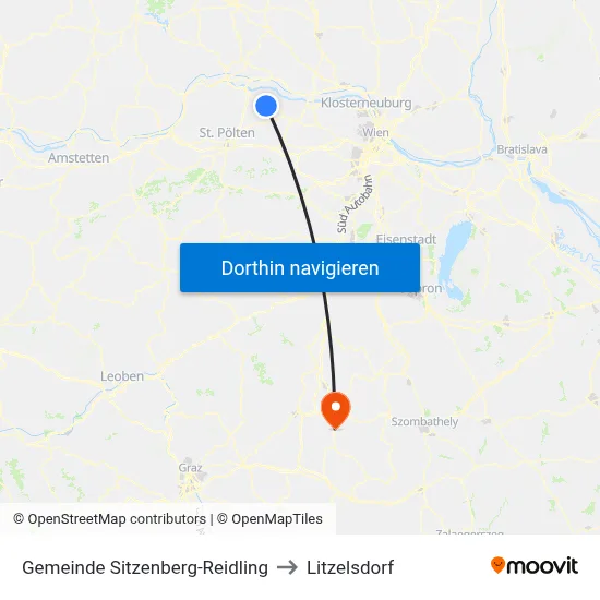 Gemeinde Sitzenberg-Reidling to Litzelsdorf map