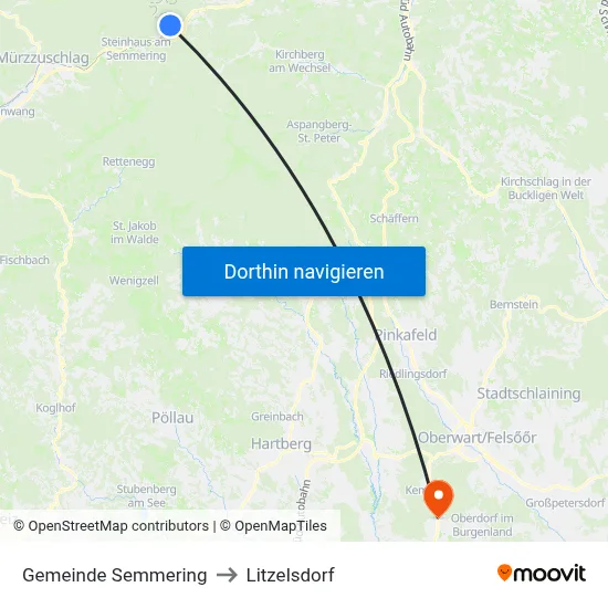 Gemeinde Semmering to Litzelsdorf map