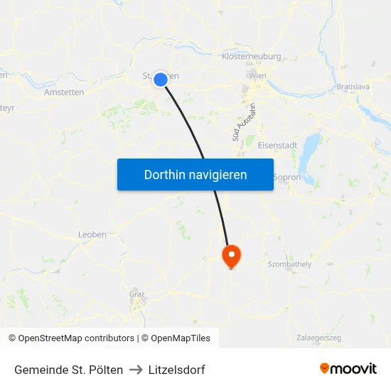 Gemeinde St. Pölten to Litzelsdorf map