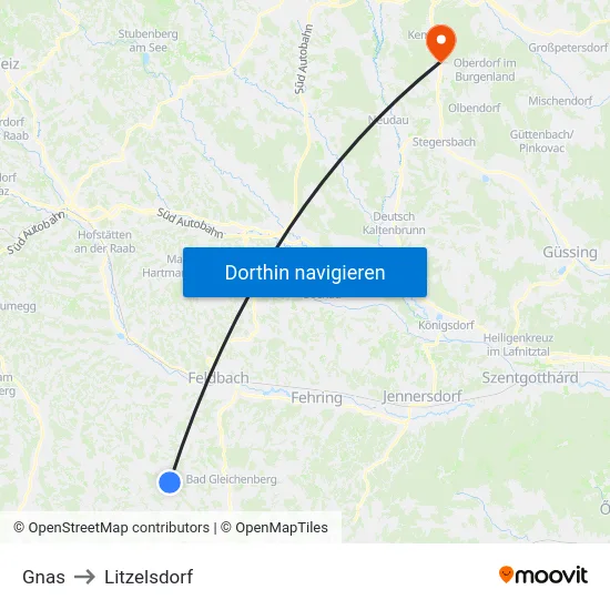 Gnas to Litzelsdorf map