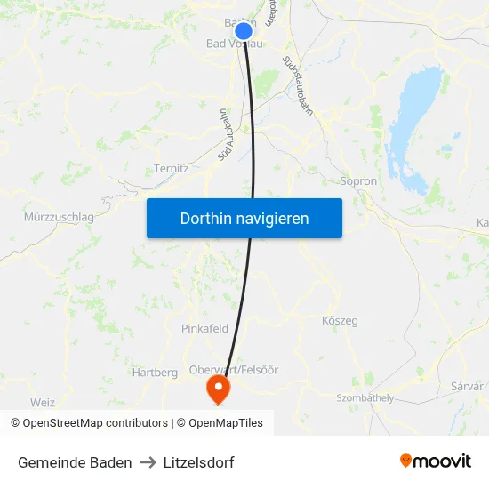 Gemeinde Baden to Litzelsdorf map