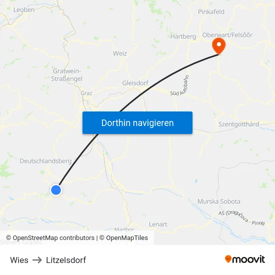 Wies to Litzelsdorf map
