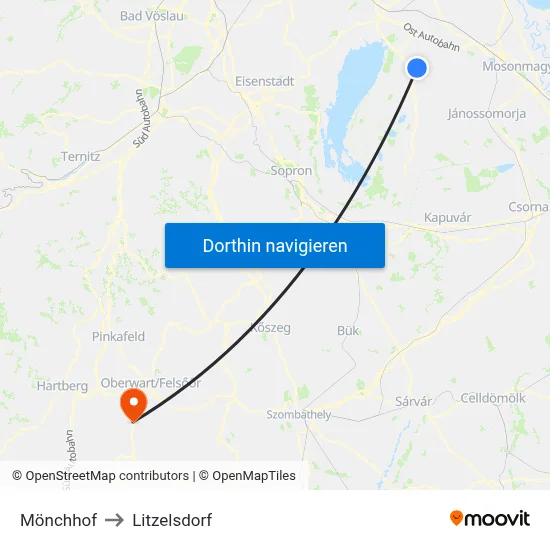 Mönchhof to Litzelsdorf map