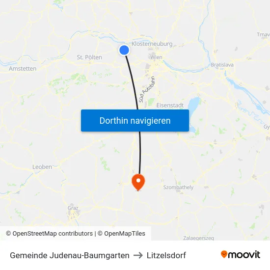 Gemeinde Judenau-Baumgarten to Litzelsdorf map