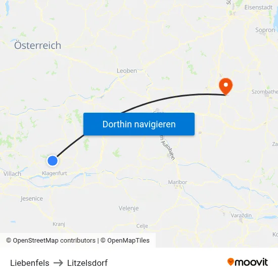 Liebenfels to Litzelsdorf map