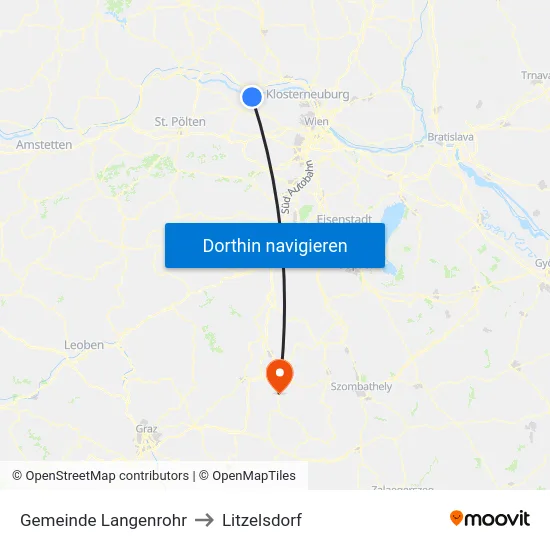 Gemeinde Langenrohr to Litzelsdorf map