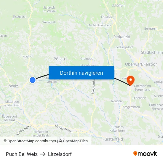 Puch Bei Weiz to Litzelsdorf map