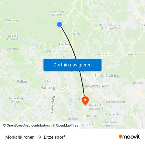 Mönichkirchen to Litzelsdorf map