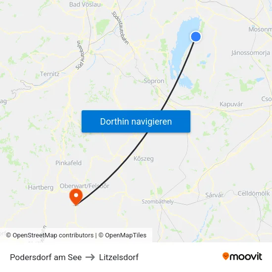 Podersdorf am See to Litzelsdorf map