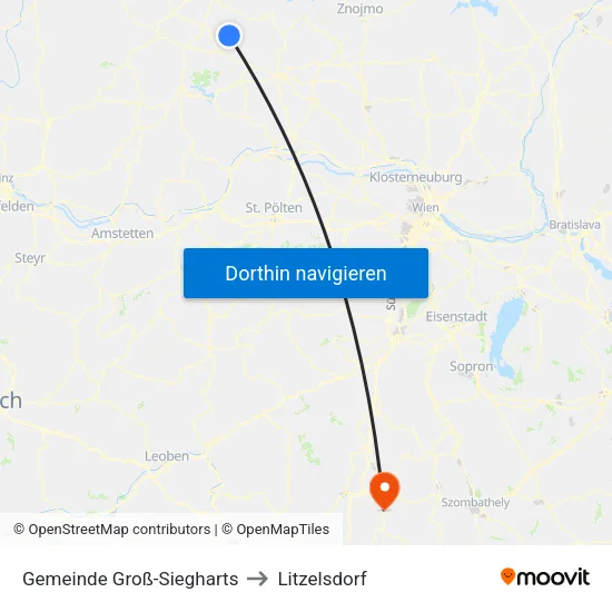 Gemeinde Groß-Siegharts to Litzelsdorf map
