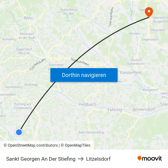 Sankt Georgen An Der Stiefing to Litzelsdorf map