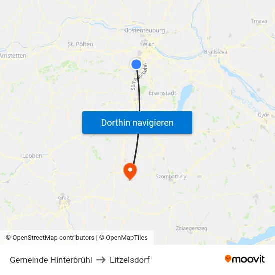 Gemeinde Hinterbrühl to Litzelsdorf map