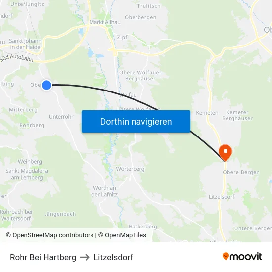 Rohr Bei Hartberg to Litzelsdorf map
