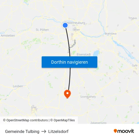 Gemeinde Tulbing to Litzelsdorf map