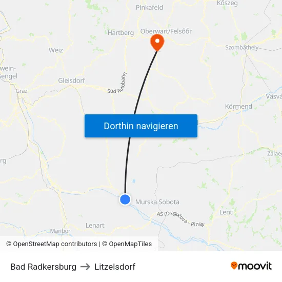 Bad Radkersburg to Litzelsdorf map